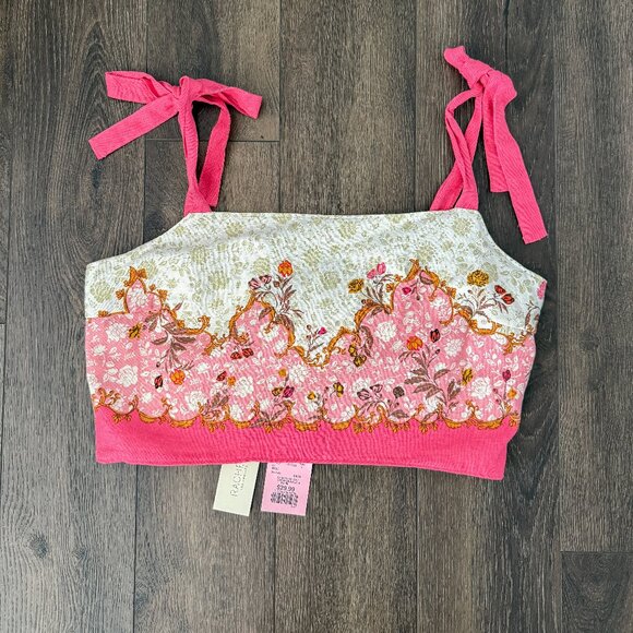 NWT RACHEL ZOE Linen Blend Bandeau Top - Pink - Large - Picture 1 of 4